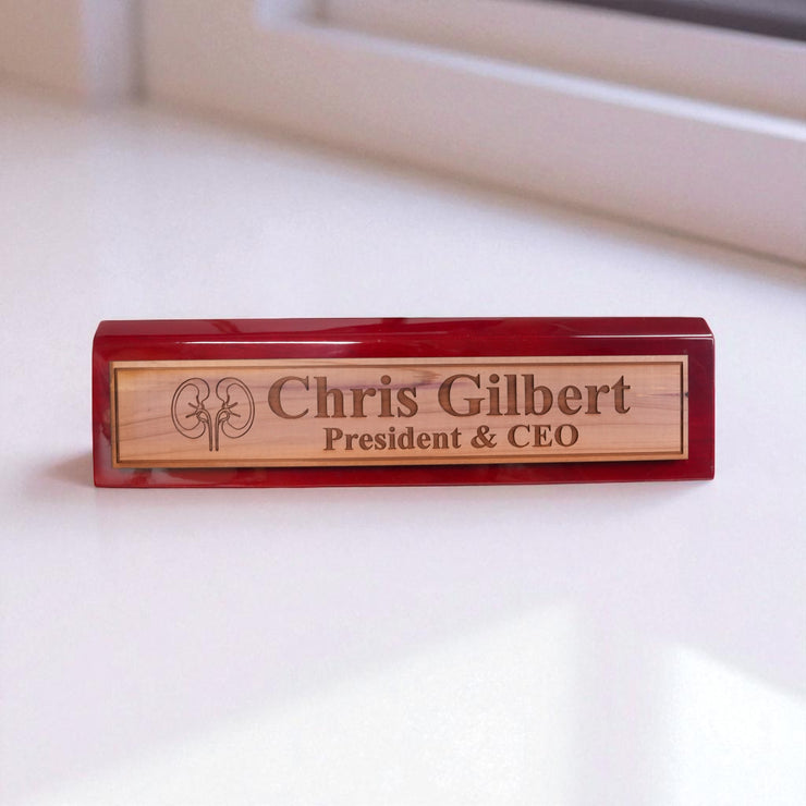 Desk Wedge Name Plate - PERSONALIZED - Kidney - 11 Inches