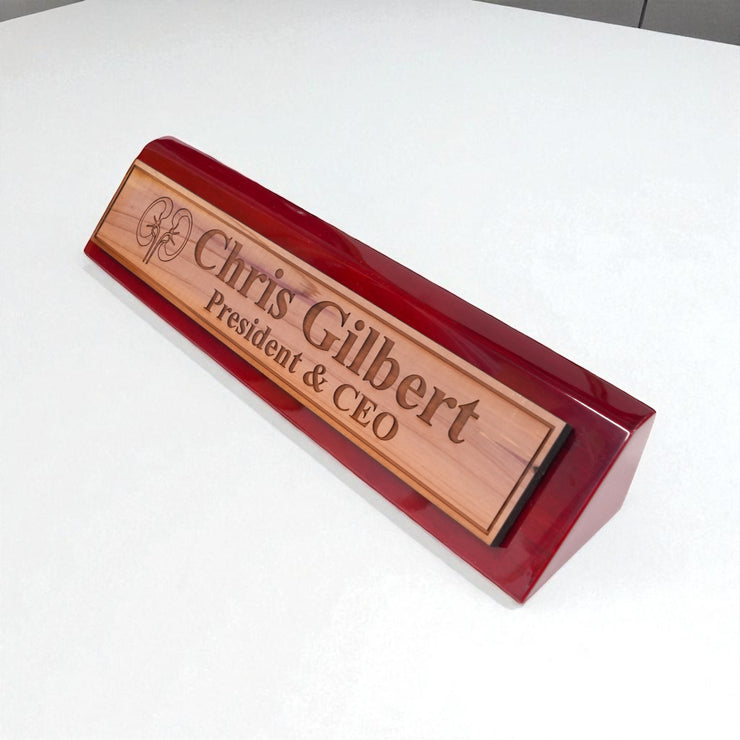 Desk Wedge Name Plate - PERSONALIZED - Kidney - 11 Inches
