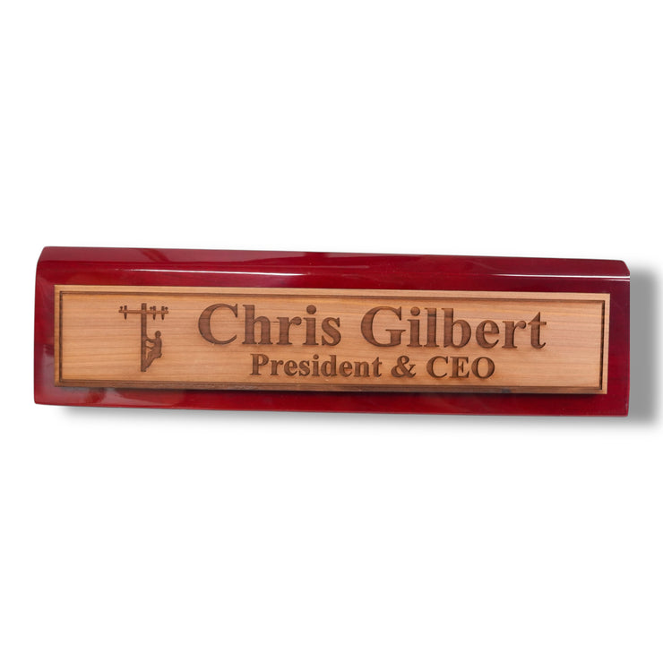 Desk Wedge Name Plate - PERSONALIZED - Lineman - 11 Inches