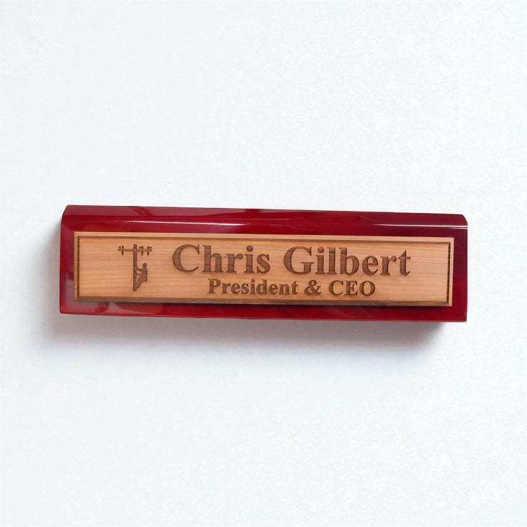 Desk Wedge Name Plate - PERSONALIZED - Lineman - 11 Inches