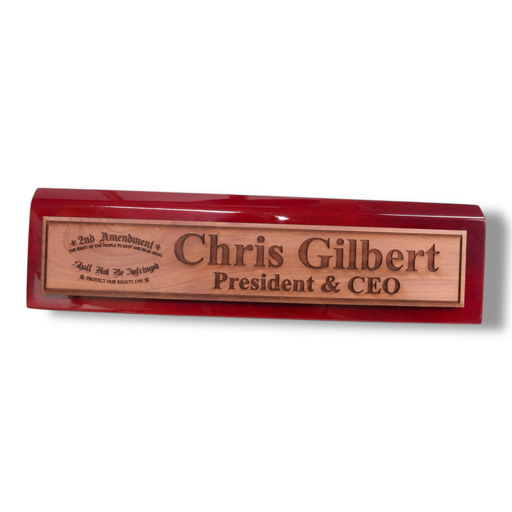 Desk Wedge Name Plate - PERSONALIZED - 2nd Amendment - 11 Inches
