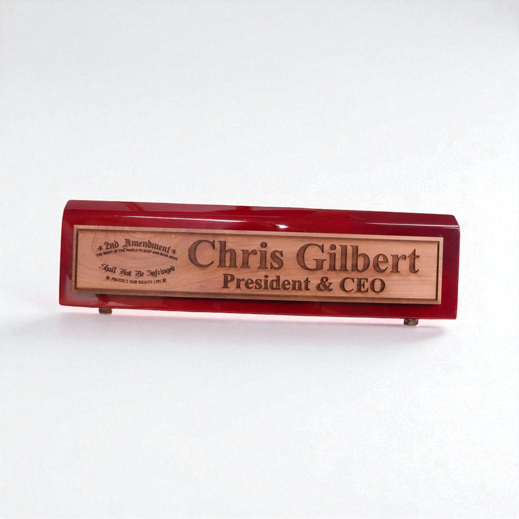 Desk Wedge Name Plate - PERSONALIZED - 2nd Amendment - 11 Inches