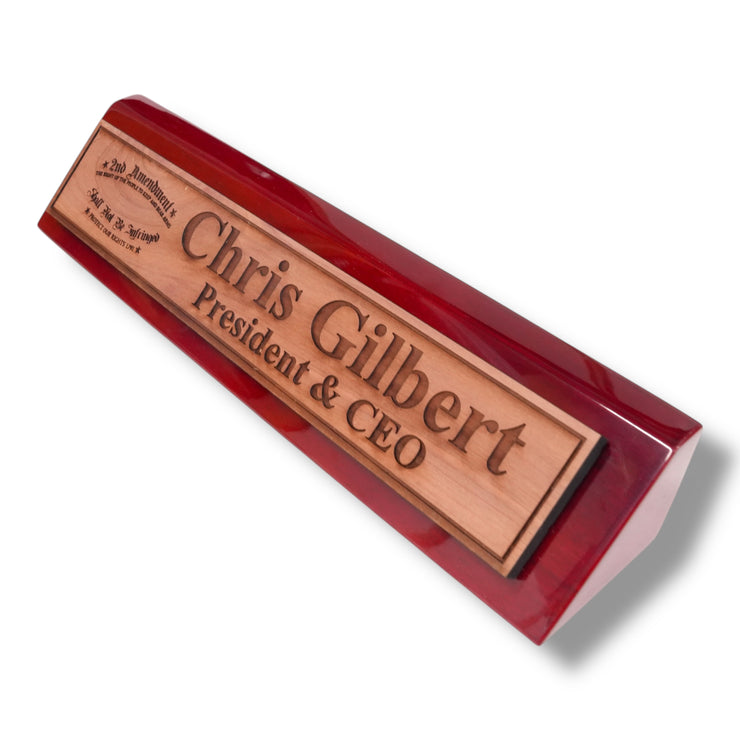 Desk Wedge Name Plate - PERSONALIZED - 2nd Amendment - 11 Inches