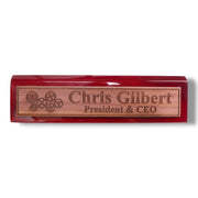 Desk Wedge Name Plate - PERSONALIZED - Gears - 11 Inches