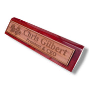 Desk Wedge Name Plate - PERSONALIZED - Gears - 11 Inches