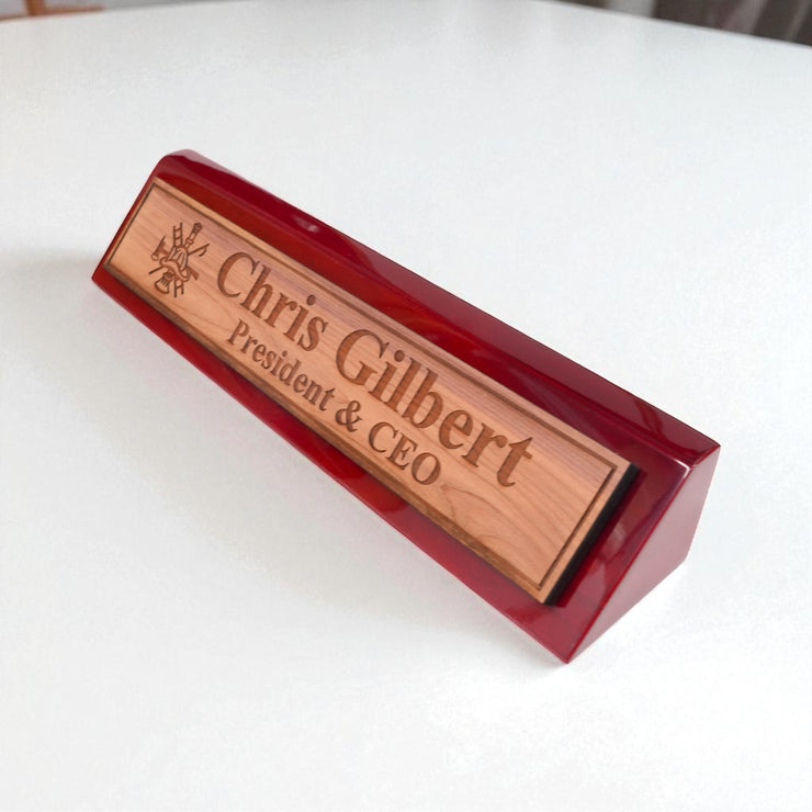 Desk Wedge Name Plate - PERSONALIZED - Firefighter - 11 Inches