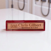 Desk Wedge Name Plate - PERSONALIZED - Football - WITH YOUR NUMBER - 11 Inches