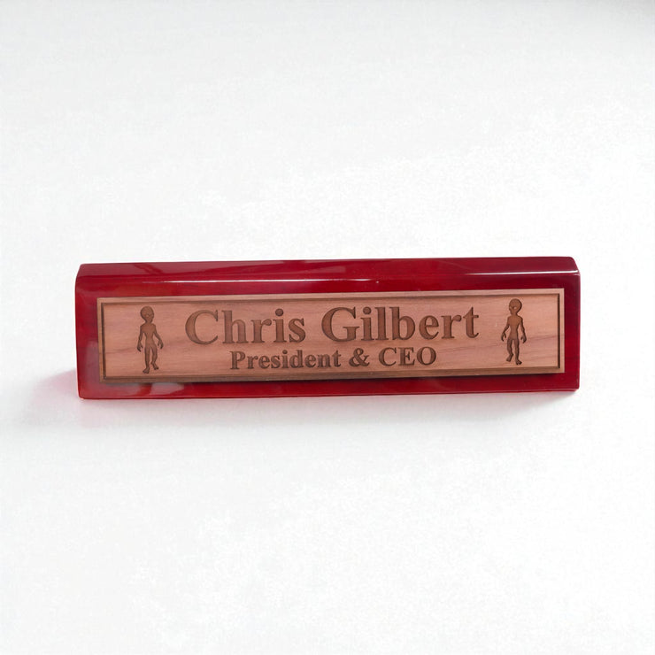 Desk Wedge Name Plate - PERSONALIZED - Alien - 11 Inches