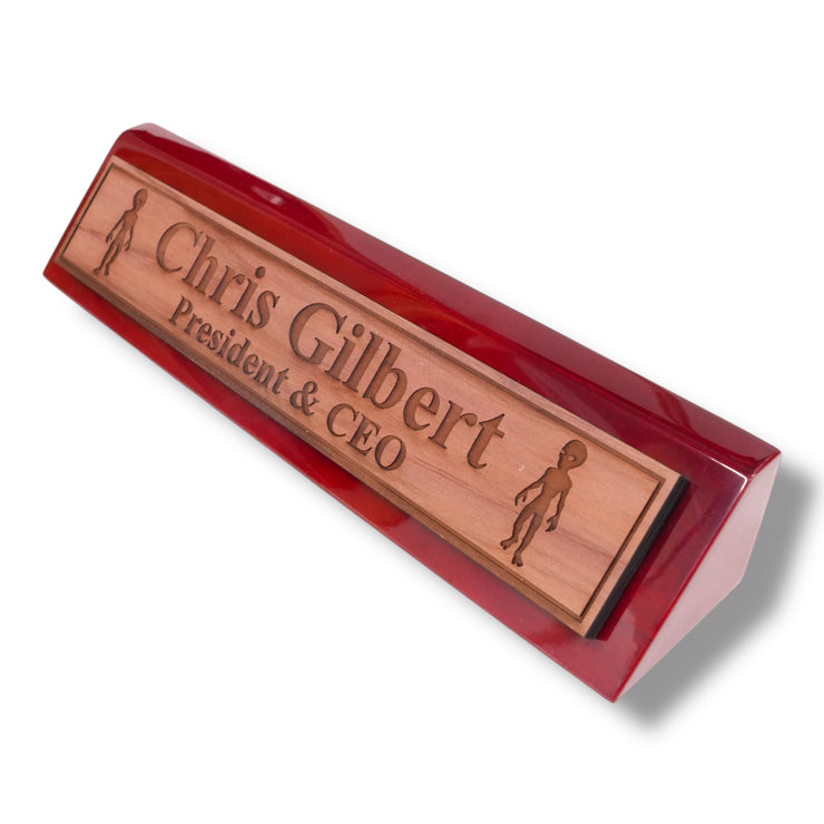 Desk Wedge Name Plate - PERSONALIZED - Alien - 11 Inches