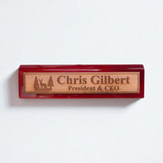Desk Wedge Name Plate - PERSONALIZED - Deer Scene - 11 Inches