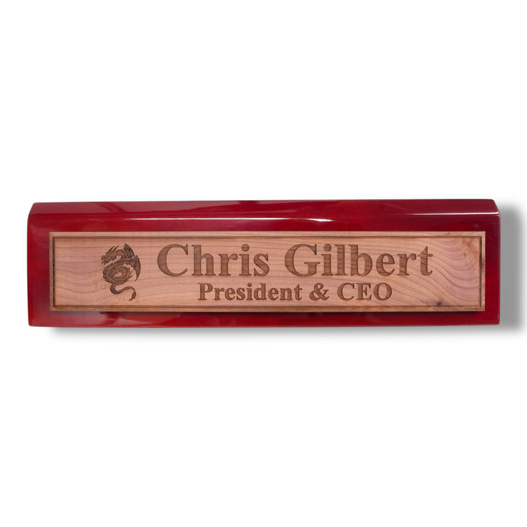 Desk Wedge Name Plate - PERSONALIZED - Flying Dragon - 11 Inches