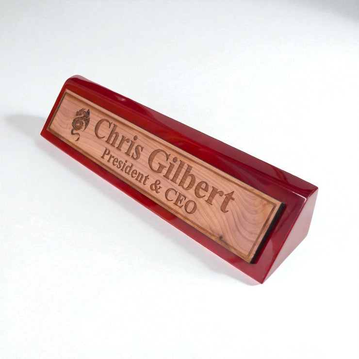 Desk Wedge Name Plate - PERSONALIZED - Flying Dragon - 11 Inches