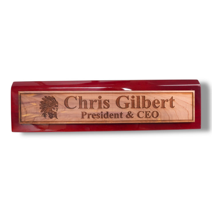 Desk Wedge Name Plate - PERSONALIZED - Indian Chief - 11 Inches