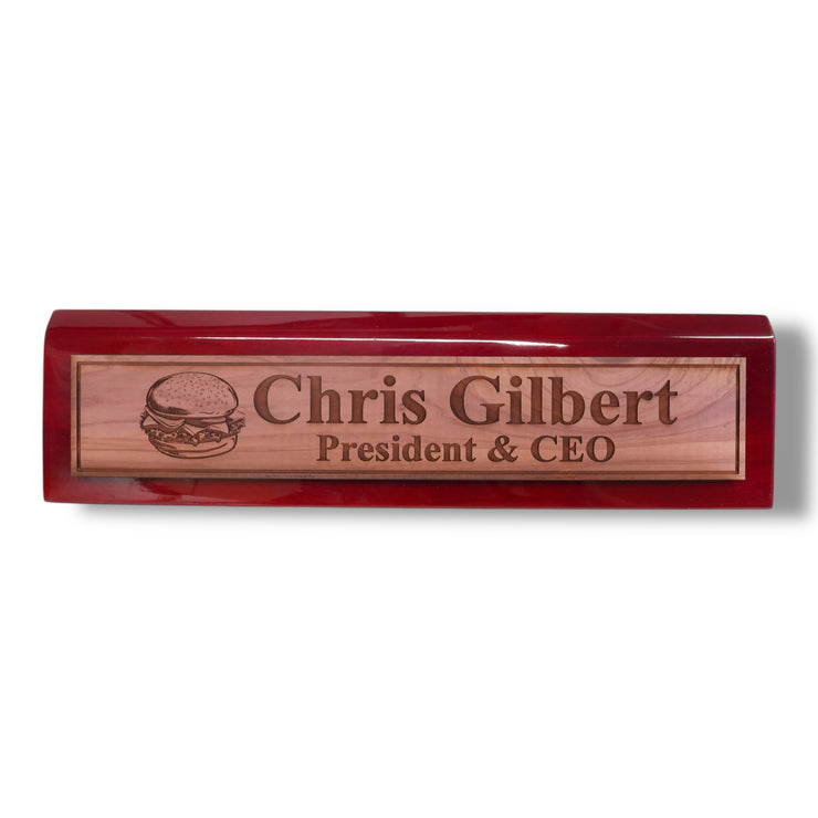 Desk Wedge Name Plate - PERSONALIZED - Hamburger - 11 Inches