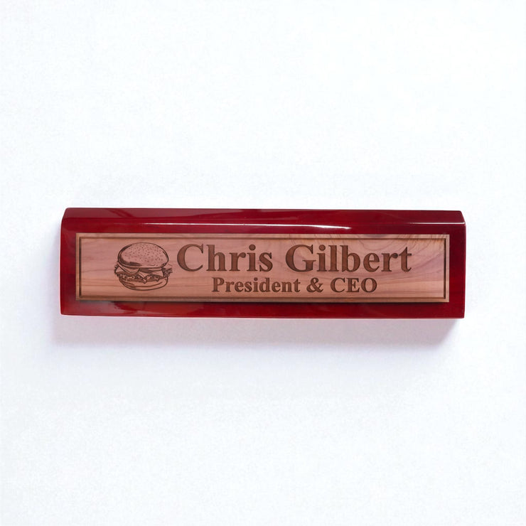 Desk Wedge Name Plate - PERSONALIZED - Hamburger - 11 Inches