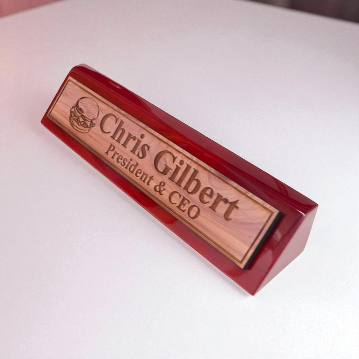 Desk Wedge Name Plate - PERSONALIZED - Hamburger - 11 Inches
