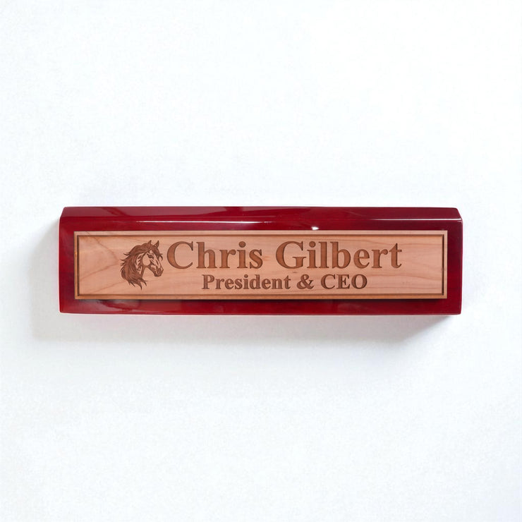 Desk Wedge Name Plate - PERSONALIZED - Horse - 11 Inches