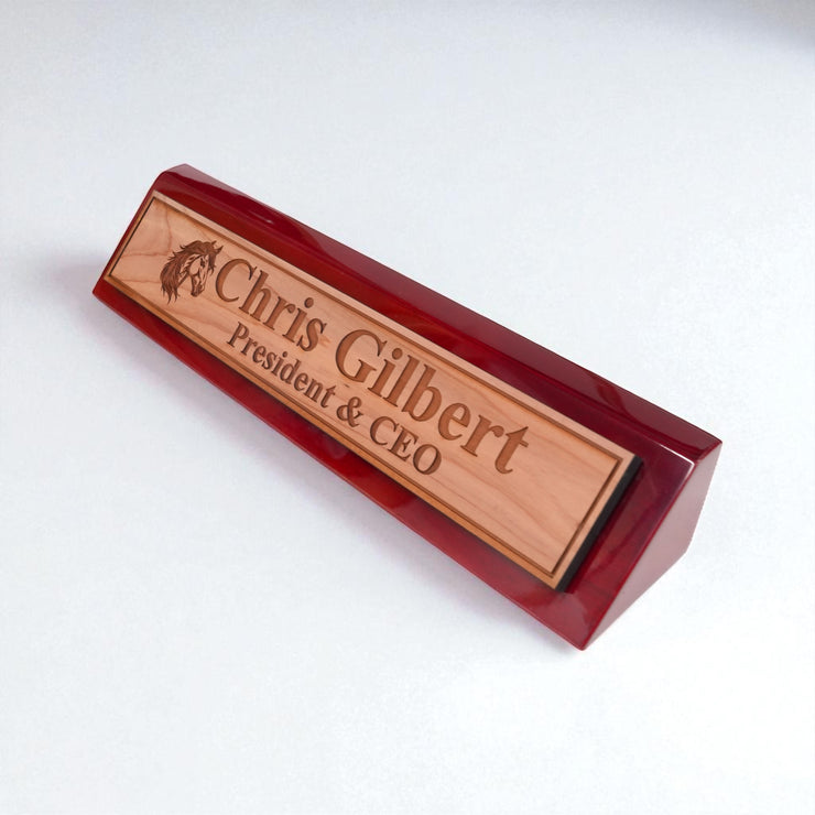 Desk Wedge Name Plate - PERSONALIZED - Horse - 11 Inches