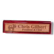 Desk Wedge Name Plate - PERSONALIZED - Indian Rhino - 11 Inches
