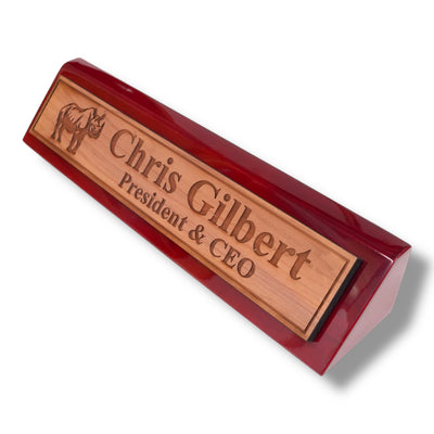 Desk Wedge Name Plate - PERSONALIZED - Indian Rhino - 11 Inches