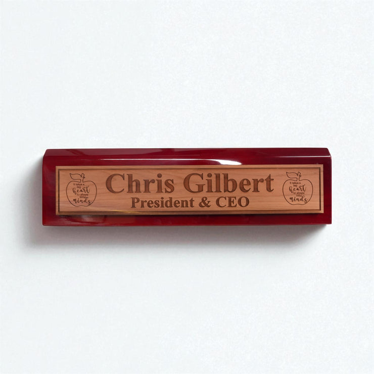 Desk Wedge Name Plate - PERSONALIZED - It takes a big heart to shape little minds - 11 Inches