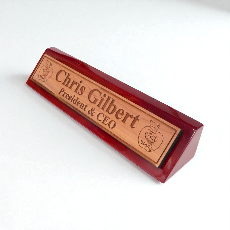 Desk Wedge Name Plate - PERSONALIZED - It takes a big heart to shape little minds - 11 Inches