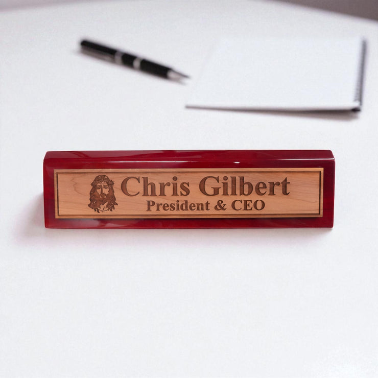 Desk Wedge Name Plate - PERSONALIZED - Jesus - 11 Inches