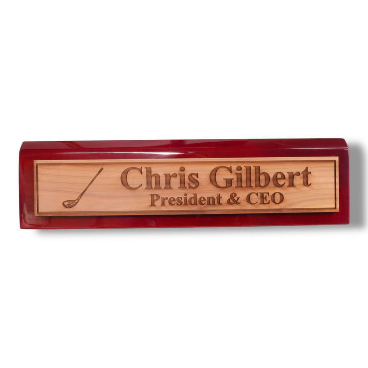 Desk Wedge Name Plate - PERSONALIZED - Golf - 11 Inches