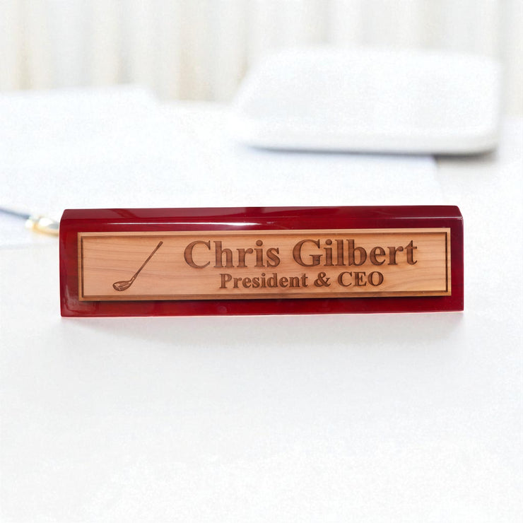 Desk Wedge Name Plate - PERSONALIZED - Golf - 11 Inches