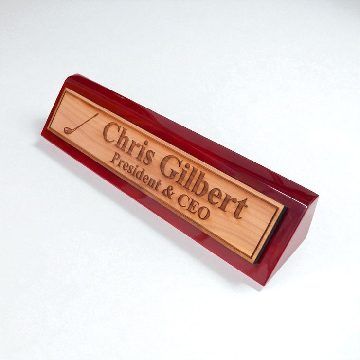 Desk Wedge Name Plate - PERSONALIZED - Golf - 11 Inches