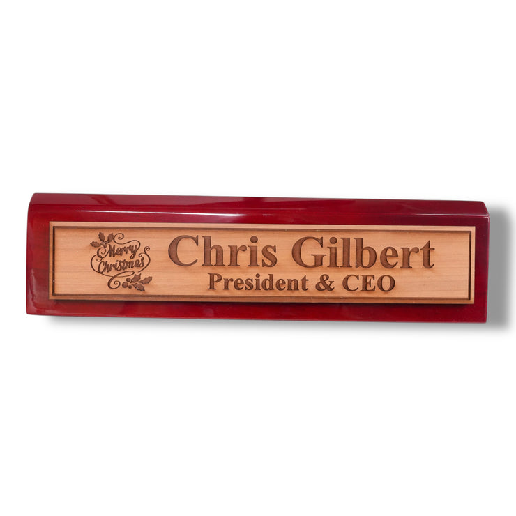 Desk Wedge Name Plate - PERSONALIZED - Merry Christmas - 11 Inches