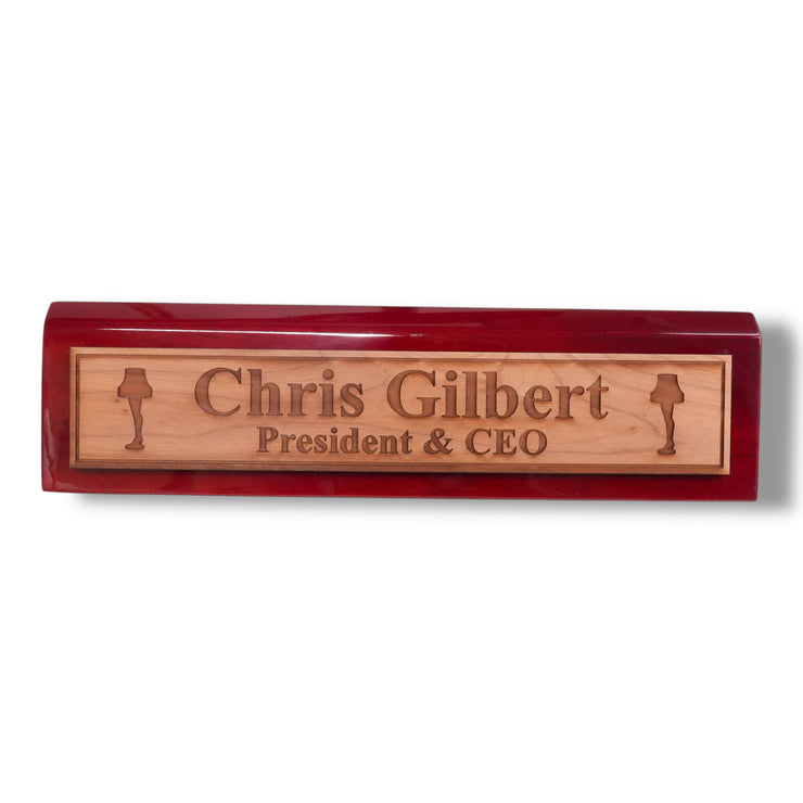 Desk Wedge Name Plate - PERSONALIZED - Leg Lamp - 11 Inches