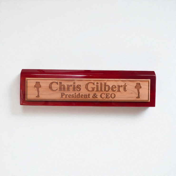 Desk Wedge Name Plate - PERSONALIZED - Leg Lamp - 11 Inches