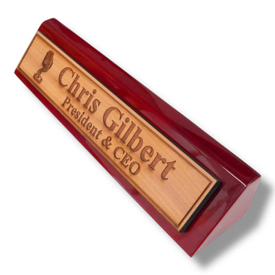 Desk Wedge Name Plate - PERSONALIZED - Microphone - 11 Inches