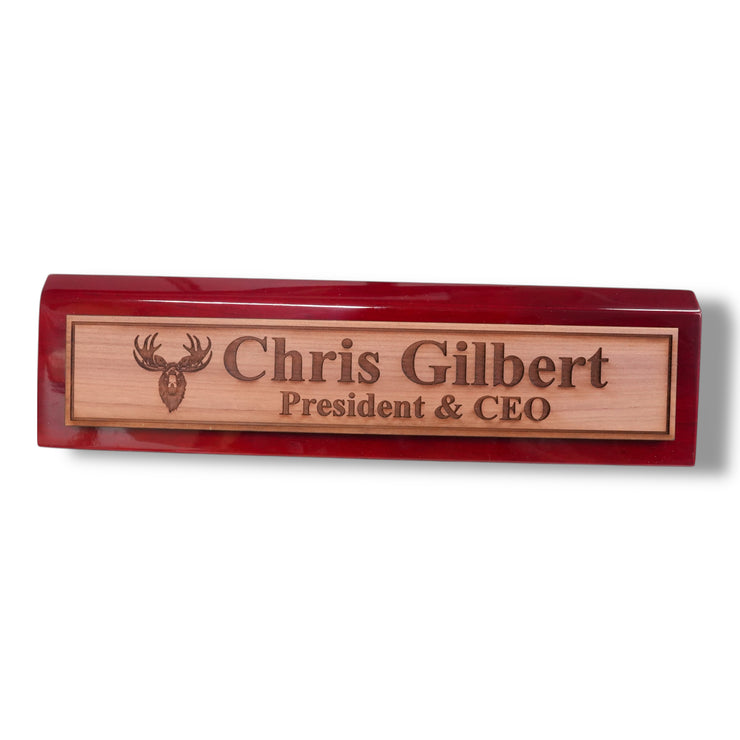 Desk Wedge Name Plate - PERSONALIZED - Moose - 11 Inches