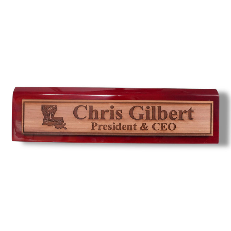 Desk Wedge Name Plate - PERSONALIZED - Louisiana - 11 Inches - Cajun