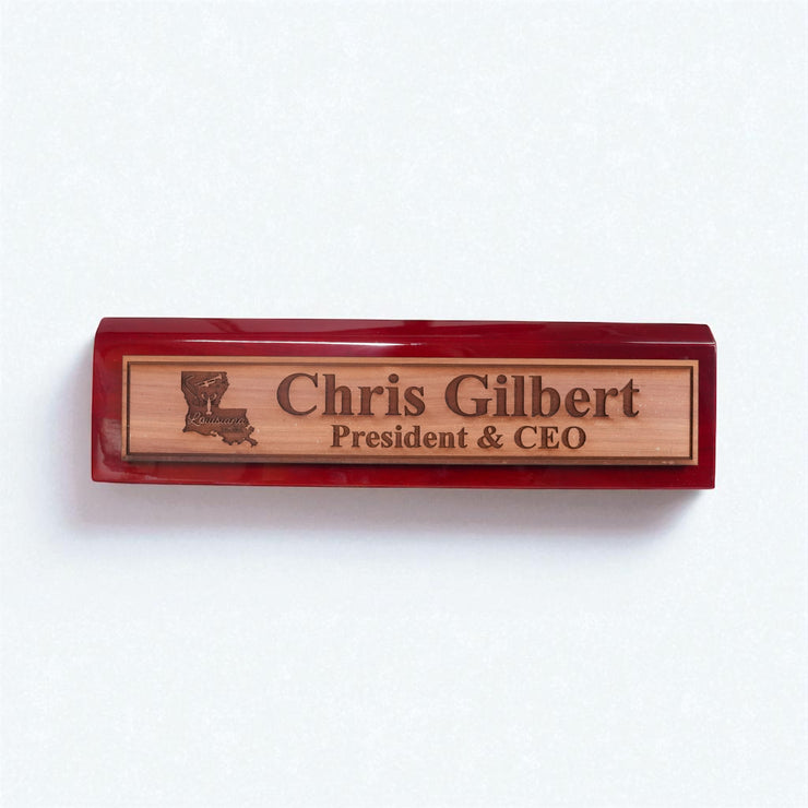 Desk Wedge Name Plate - PERSONALIZED - Louisiana - 11 Inches - Cajun