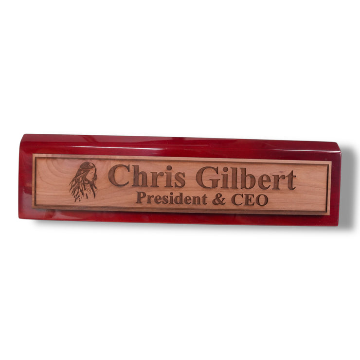 Desk Wedge Name Plate - PERSONALIZED - Native American Indian - 11 Inches