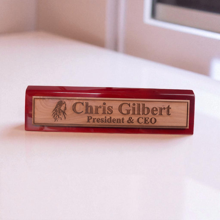 Desk Wedge Name Plate - PERSONALIZED - Native American Indian - 11 Inches