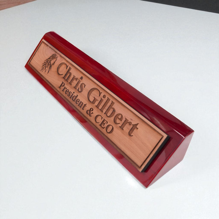 Desk Wedge Name Plate - PERSONALIZED - Native American Indian - 11 Inches