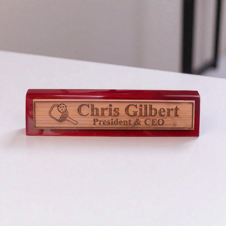 Desk Wedge Name Plate - PERSONALIZED - Pickleball - 11 Inches