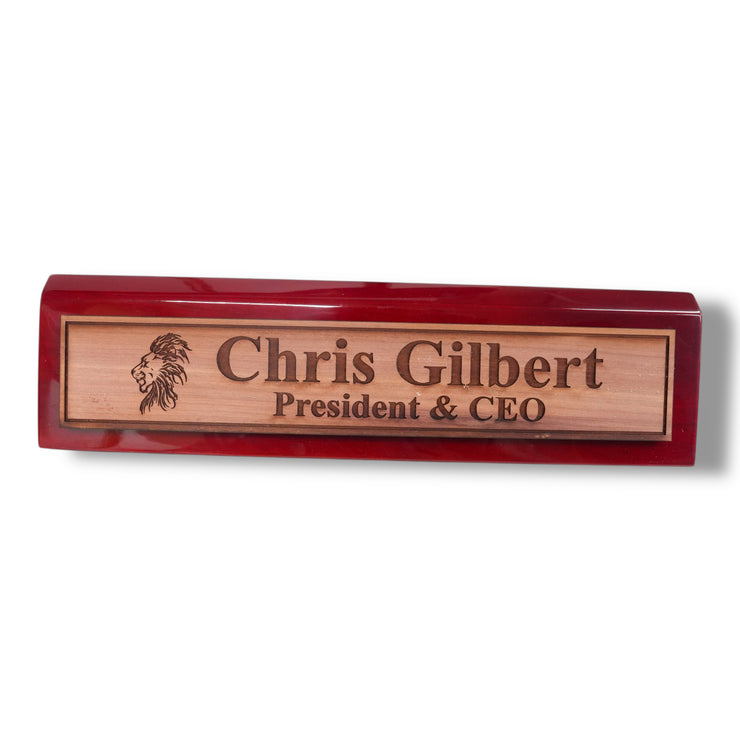 Desk Wedge Name Plate - PERSONALIZED - Lion - 11 Inches