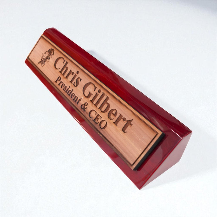 Desk Wedge Name Plate - PERSONALIZED - Lion - 11 Inches