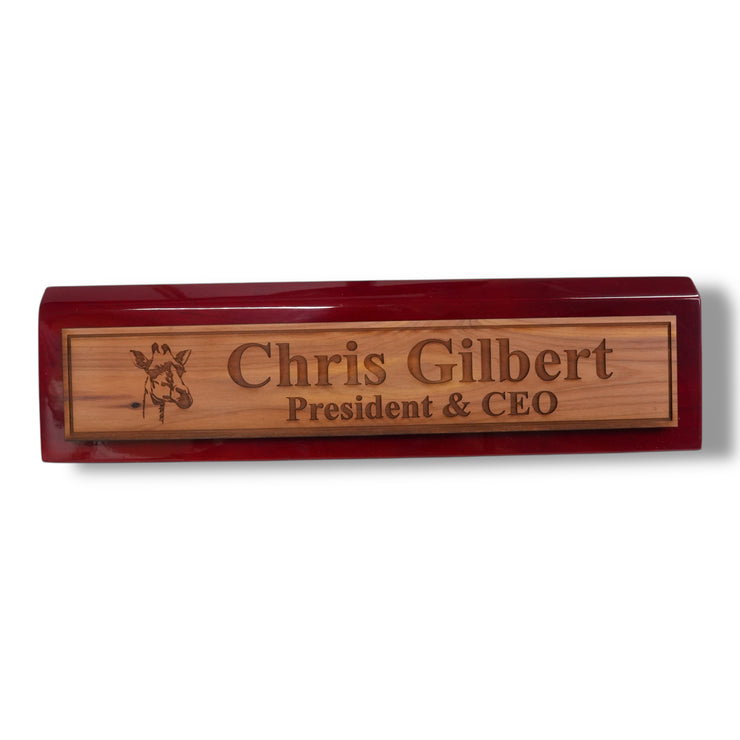Desk Wedge Name Plate - PERSONALIZED - Giraffe - 11 Inches