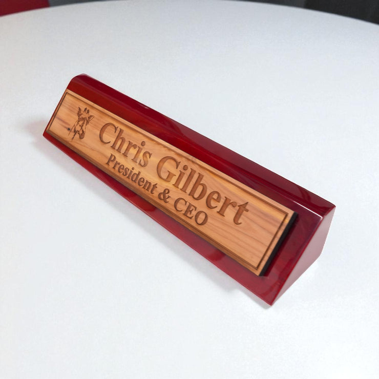 Desk Wedge Name Plate - PERSONALIZED - Giraffe - 11 Inches
