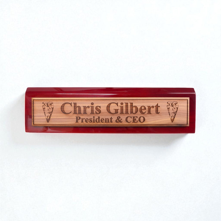 Desk Wedge Name Plate - PERSONALIZED - Arrowhead - 11 Inches