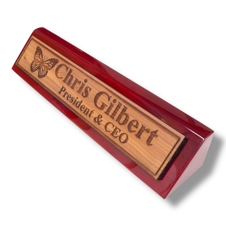 Desk Wedge Name Plate - PERSONALIZED - Butterfly - 11 Inches