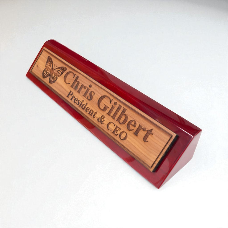 Desk Wedge Name Plate - PERSONALIZED - Butterfly - 11 Inches