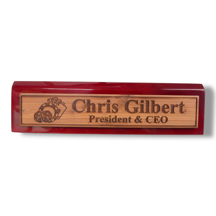 Desk Wedge Name Plate - PERSONALIZED - Casino Poker Dice - 11 Inches