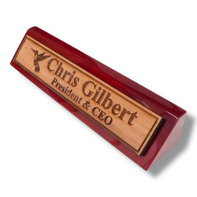 Desk Wedge Name Plate - PERSONALIZED - Hummingbird - 11 Inches